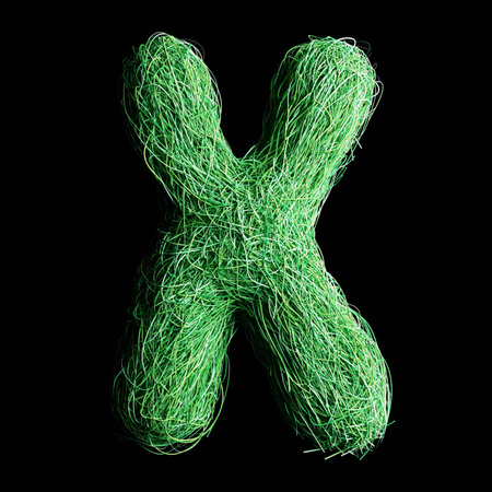 Eco Letter X Made of Green Grass Linesの写真素材
