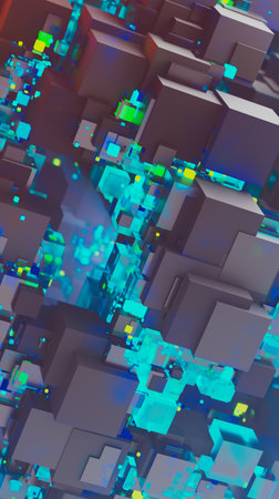 abstract image of cubes background in blue toned