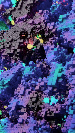 Abstract 3D Artwork of Geometric Light Blue Cubes in Perspective