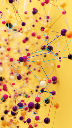 Vibrant Molecular Web on a Sunny Backdropの写真素材