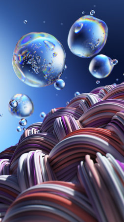 Bright Abstract Fabric With Water Droplets in Vibrant Colors