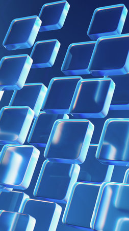 Futuristic Blue Glass Boxes Background