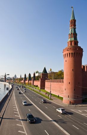 The Kremlin wall, Quay in the centre of Moscowの写真素材