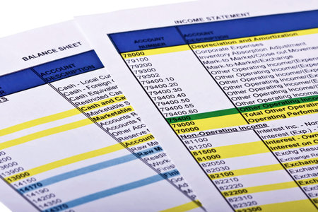 Economic reports balance sheet and income statement の写真素材