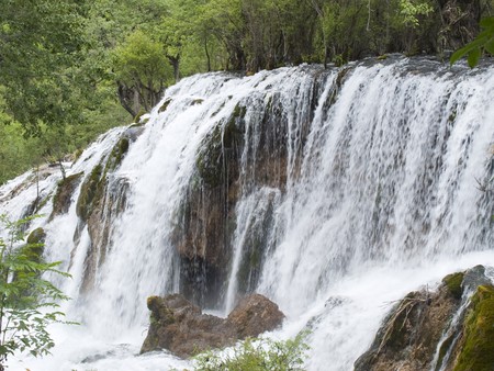 Shuzheng Waterfall in Jiuzhaigou, Chinaの写真素材