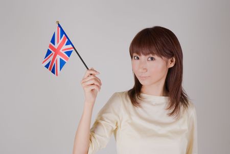 Young woman holding Union Jackのeditorial素材