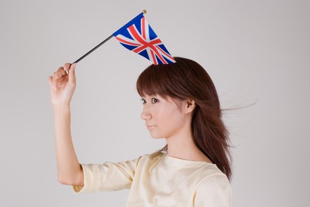 Young woman holding Union Jackのeditorial素材