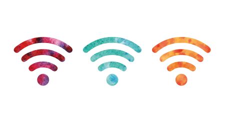 Colorful icons WiFi. Watercolor designのイラスト素材