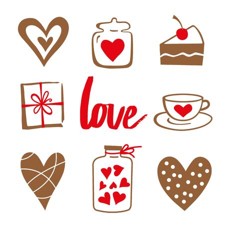 Valentine's Day card with handwritten lettering. Vector designのイラスト素材