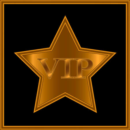 Gold star with the inscription vip on a black background.のイラスト素材