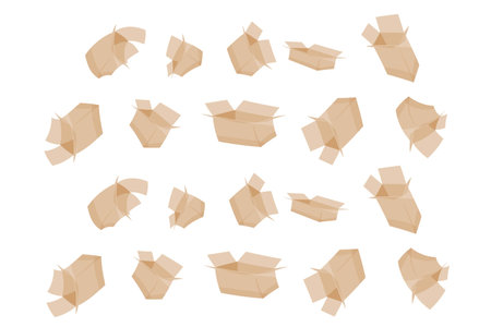 Pattern from cardboard boxes on a white background. The concept of ecology, environmental protection, waste recycling. Vector image.のイラスト素材