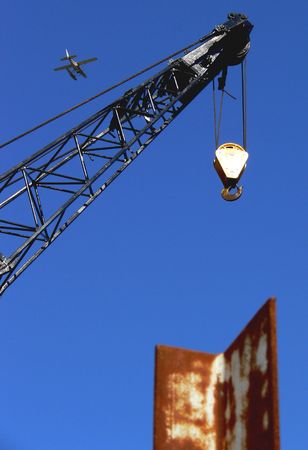 Crane, plane and Beamの写真素材