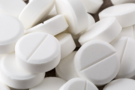 Pills medical round white closeup