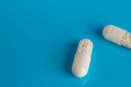 White medicinal tablets and capsules