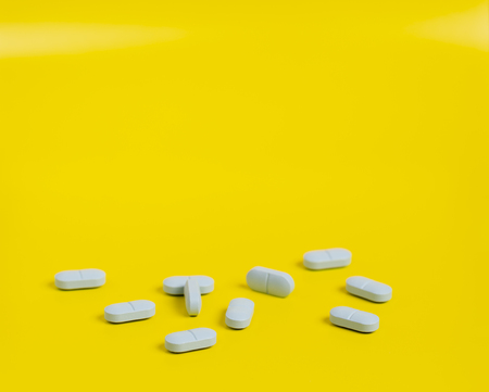 Ten blue pills spread outの写真素材