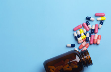 Various medicine. Different capsule and pill bottleの写真素材