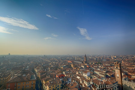 Roofs of houses and towers of the Italian Verona from the observation deck