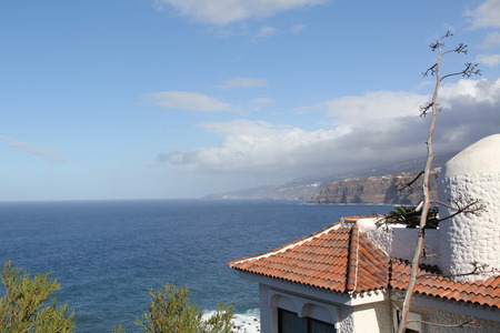 Spanish resort town of Puerto de la Cruz on Tenerife, Canary Islandsの写真素材