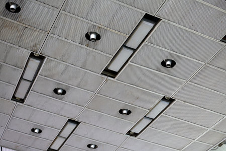 Ceiling with a professional industrial ventilation inside the factory