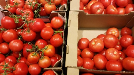 Vegetable food in the hall of a large store of vegetarian foodの写真素材