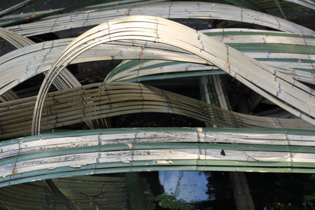 Natural bamboo bark bent in the form of bizarre waves