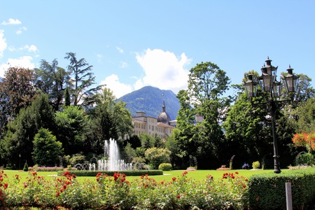 The architecture of the beautiful tourist town of Interlaken, Switzerlandの写真素材