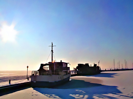 Painted image of the Dutch North Sea. Illustrationの写真素材