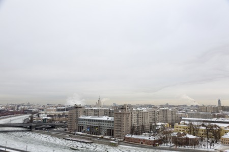 MOSCOW, RUSSIA - JANUARY 10, 2017: View of the capital city in the winter from the roof of the Cathedral of Christ the Saviorのeditorial素材
