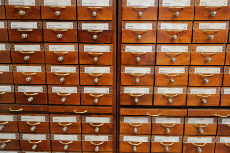 MOSCOW, RUSSIA - JANUARY 14, 2017: Wooden cupboards for cataloging books in the Russian State Libraryのeditorial素材