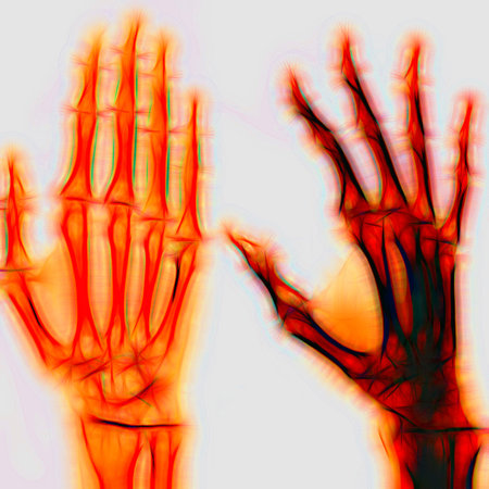 Illustrated image of a human hand with X-ray technologyの写真素材