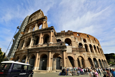 ROME, ITALY - APRIL 3, 2014: The Colosseum - a monument of architecture of ancient Rome in the spring sunny dayのeditorial素材