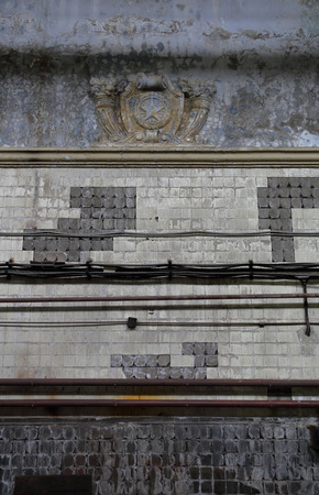 MOSCOW, RUSSIA - JANUARY 28, 2017: An abandoned Soviet times subway station Partizanskayaのeditorial素材