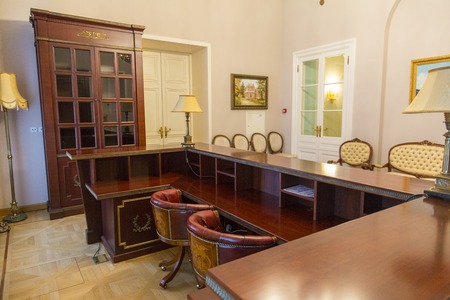 MOSCOW, RUSSIA - MARCH 3, 2017: Built in the 18th century, Petroff Palace is a gem of Russian architecture, located in the modern downtown of Moscow. Interior of the palace ensembleのeditorial素材