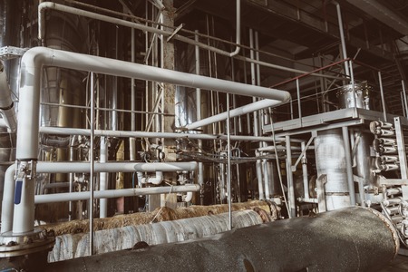 Special industrial equipment in the workshop of a factory for the production of wines and champagneの写真素材