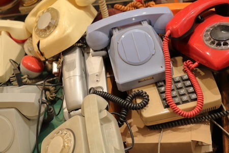 Old vintage communication apparatus for connection and information transferの写真素材