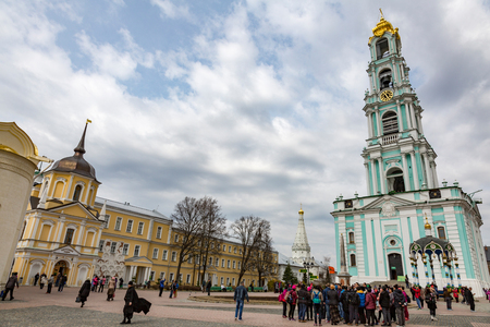 SERGIEV POSAD, RUSSIA - APRIL 26, 2017: Architecture of the ensemble of orthodox buildings of the Holy Trinity Saint-Sergius Lavraのeditorial素材