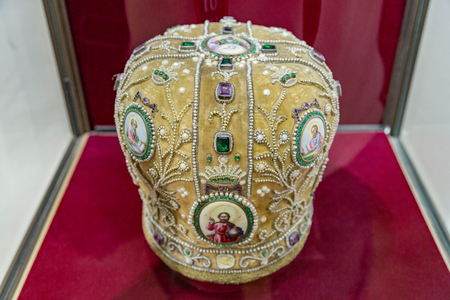 ROSTOV VELIKY, RUSSIA - APRIL 26, 2017: Exhibit of the museum of enamelsのeditorial素材