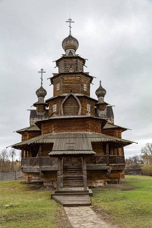 SUZDAL, RUSSIA - APRIL 28, 2017: Open air museum. Historic masterpiece of wooden architectureのeditorial素材