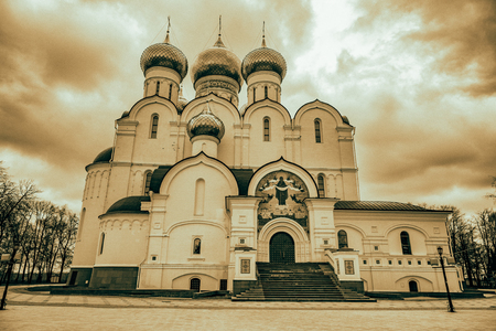 YAROSLAVL, RUSSIA - APRIL 27, 2017: Cathedral of the Assumption. Built in 1215. Unique architectural decoration and heritage of the cityのeditorial素材