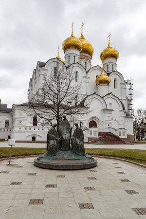 YAROSLAVL, RUSSIA - APRIL 27, 2017: Cathedral of the Assumption. Built in 1215. Unique architectural decoration and heritage of the cityのeditorial素材