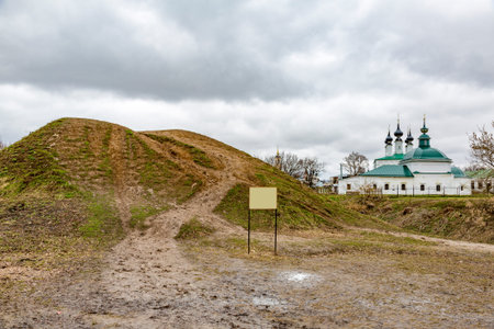 The Kremlin dirt wall in Suzdal, Russia. Built in the 12th century to protect the city from enemiesの写真素材