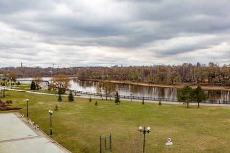 The Russian city of Yaroslavl on the Volga River in cloudy weather in the dayの写真素材