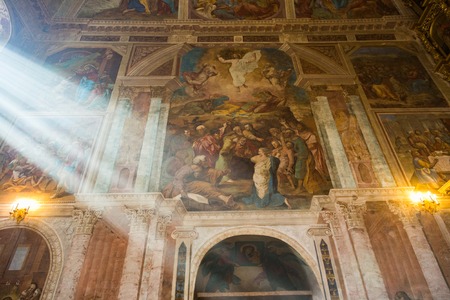 UGLICH, RUSSIA - JUNE 17, 2017: Interior of the Savior's Transfiguration Cathedral. The architectural monument was founded in 1710のeditorial素材