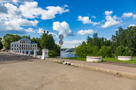 UGLICH, RUSSIA - JUNE 17, 2017: A small Nikolsky Cathedral bridge in the city center near the Kremlin. Built in 1820のeditorial素材