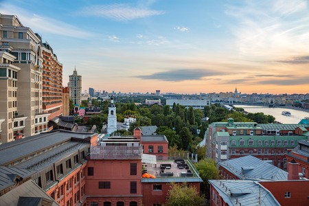 MOSCOW, RUSSIA - SEPTEMBER 9, 2017: View from the roof to the capital of the Russian Federationのeditorial素材