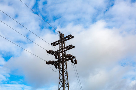 Huge metal rack of high voltage power lines