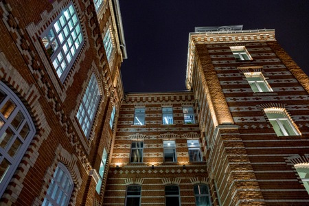 MOSCOW, RUSSIA - NOVEMBER 26, 2017: Brick facade of the historic confectionery factory Bolshevik. Founded in 1855のeditorial素材