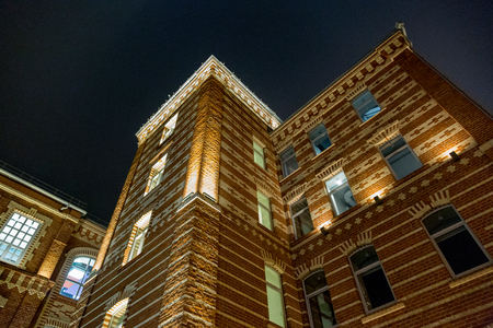 MOSCOW, RUSSIA - NOVEMBER 26, 2017: Brick facade of the historic confectionery factory Bolshevik. Founded in 1855のeditorial素材