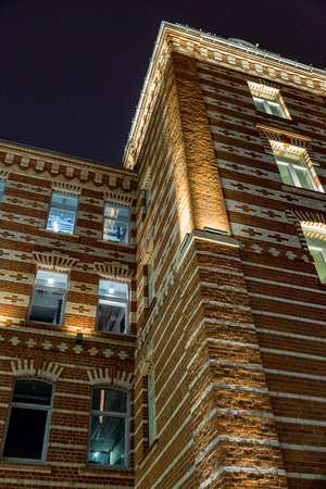 MOSCOW, RUSSIA - NOVEMBER 26, 2017: Brick facade of the historic confectionery factory Bolshevik. Founded in 1855のeditorial素材