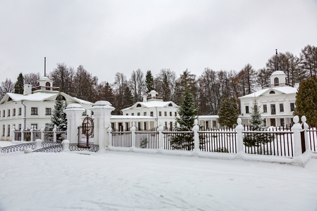 MOSCOW REGION, RUSSIA - DECEMBER 9, 2017: Architecture of the winter historical Manor Serednikovo. Built in the 18th centuryのeditorial素材